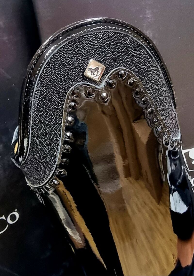 Чоботи виїздкові Bellini Patent Top Rondine Fabrics Sw Crystal Black від DeNiroBootCo
