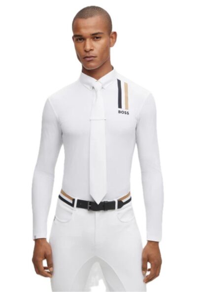 Поло турнірне чоловіче з довгим рукавом Nick Signature Stripe від BOSS